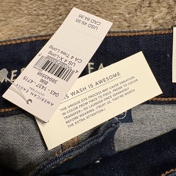 American Eagle Low Rise Kick Boot Jeans 896 - Dark Wash - 4 X-Long (27) - Picture 7 of 8